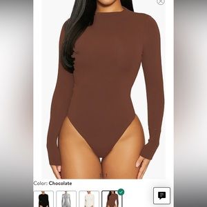 Naked wardrobe brown bodysuit. Size large. NEW WITH TAG.